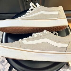 Vans Beige and White Athletic Shoes